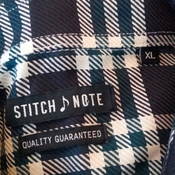 Stitch Note Long Sleeve Button Up-‎ Black And Olive Plaid Shirt - Picture 4 of 7